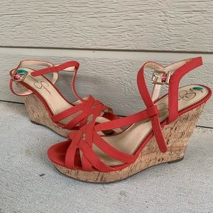 Jessica Simpson Sz 8 Orange Wedges